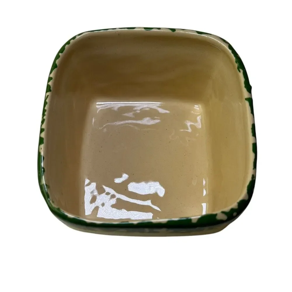 Vintage 1999‎ ALPINE POTTERY ROSEVILLE OHIO Square Bowl Floral Pattern 5